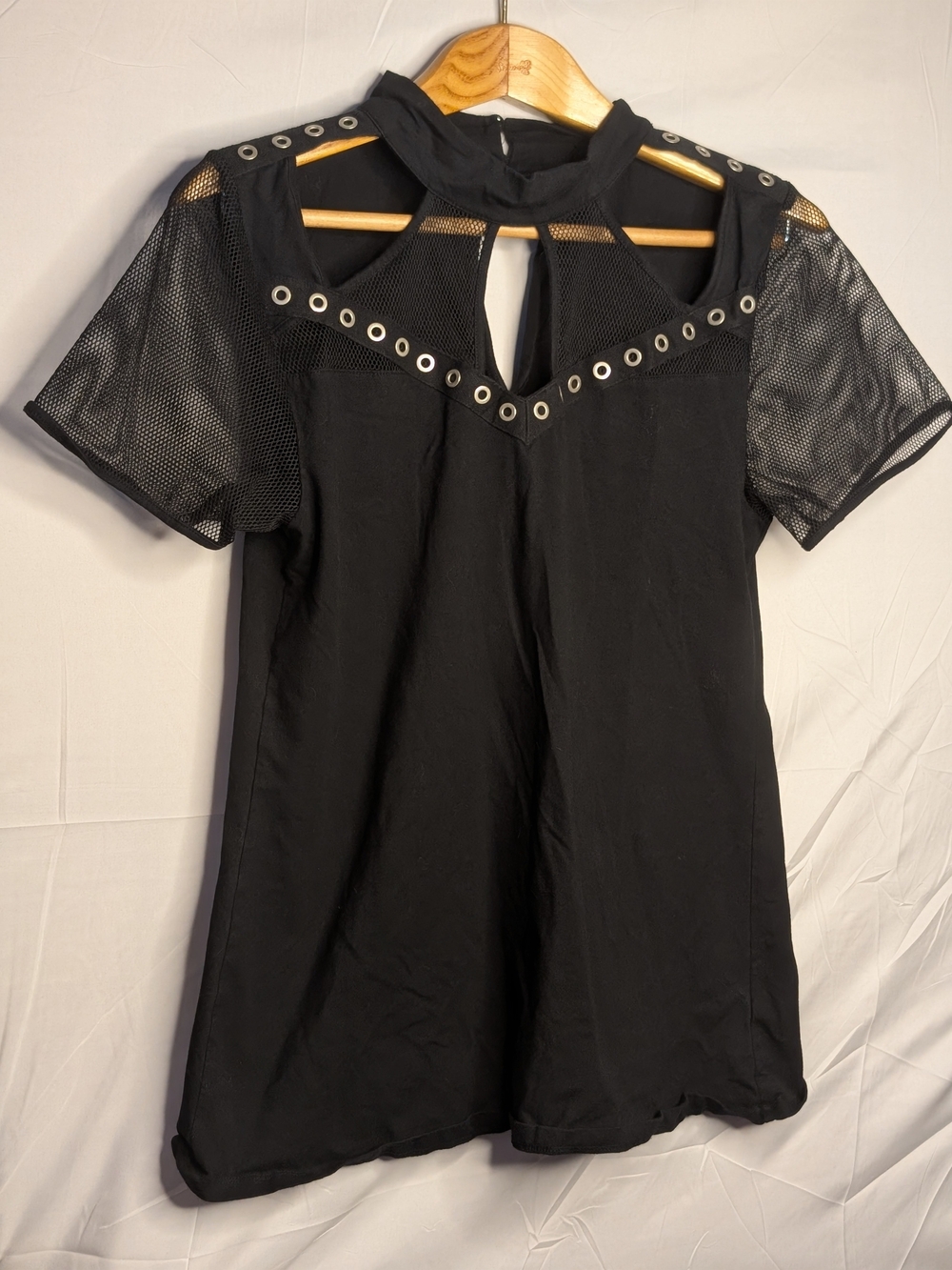 Nightfall by Torrid Black Mesh Grommet Cutout Top Goth Alt Plus Size 1